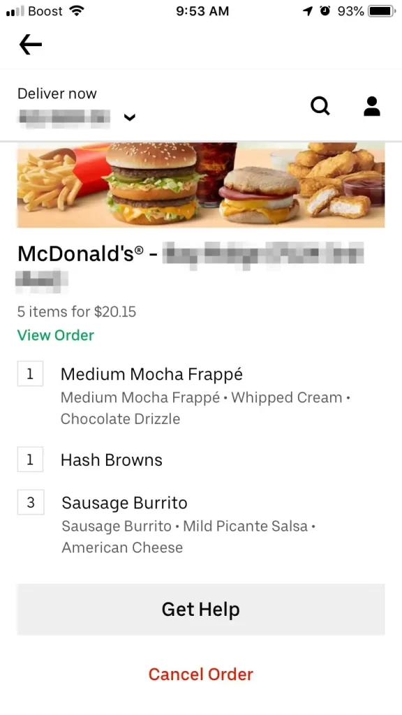 Cancel Order McDonalds App